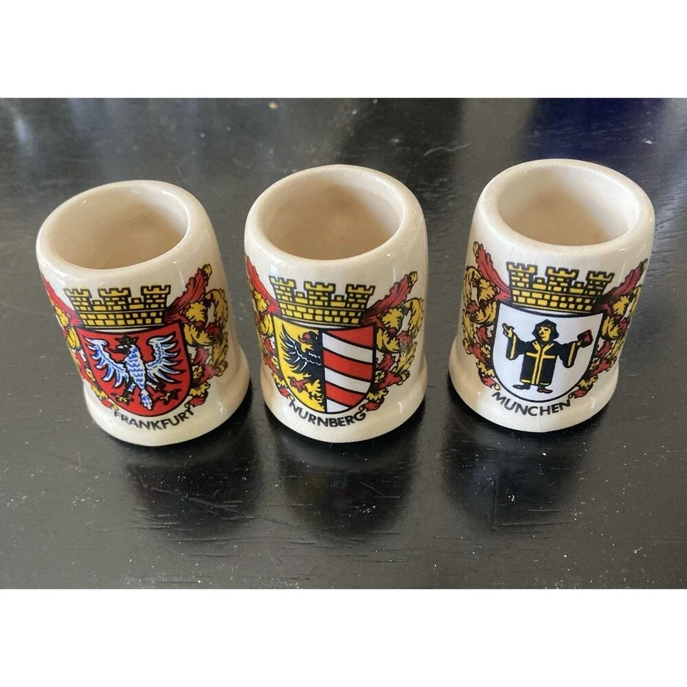 Mini German Beer Steins Set of 3 Rare Vintage Munchen, Frankfurt  & Nurnberg EC